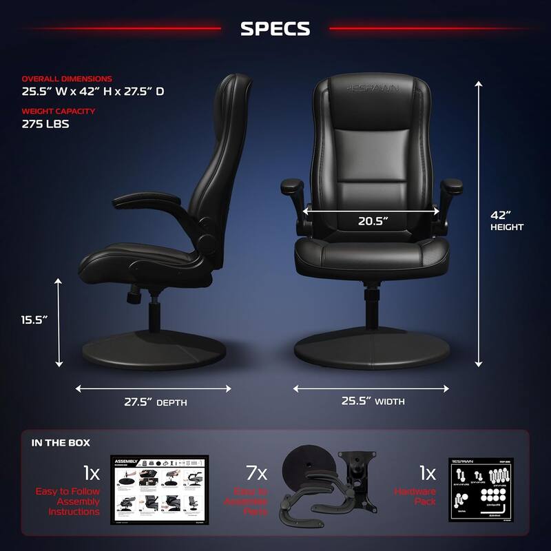 RESPAWN 800 Gaming Chair Floor, Swivel Rocker Gaming Chair, High Back Ergonomic Floor Gaming Chair for Kids and Adults