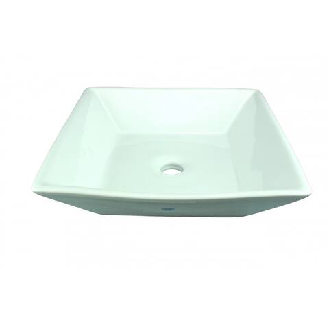 White Ceramic Porcelain Square Countertop Bathroom Vessel Sink 16 1/2 " Art Basin Vanity Vessel Sink Renovators Supply