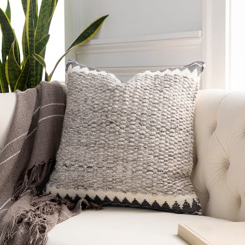 The Curated Nomad Taber Heathered Wool 18-inch Throw Pillow Cover