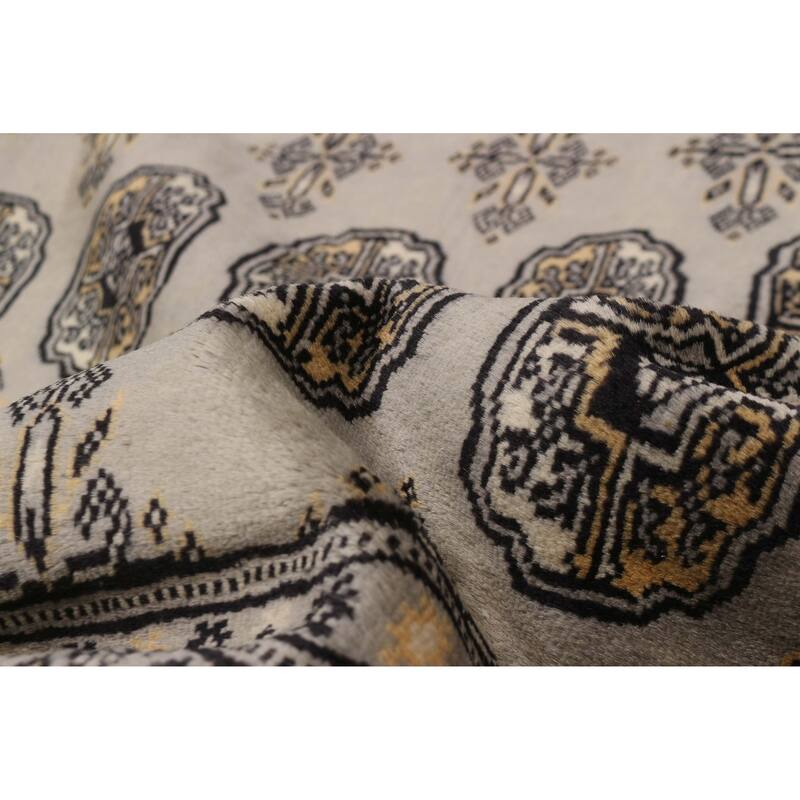 Finest Peshawar Bokhara Grey Rug 9'6" x 11'8" - 9'6 x 11'8
