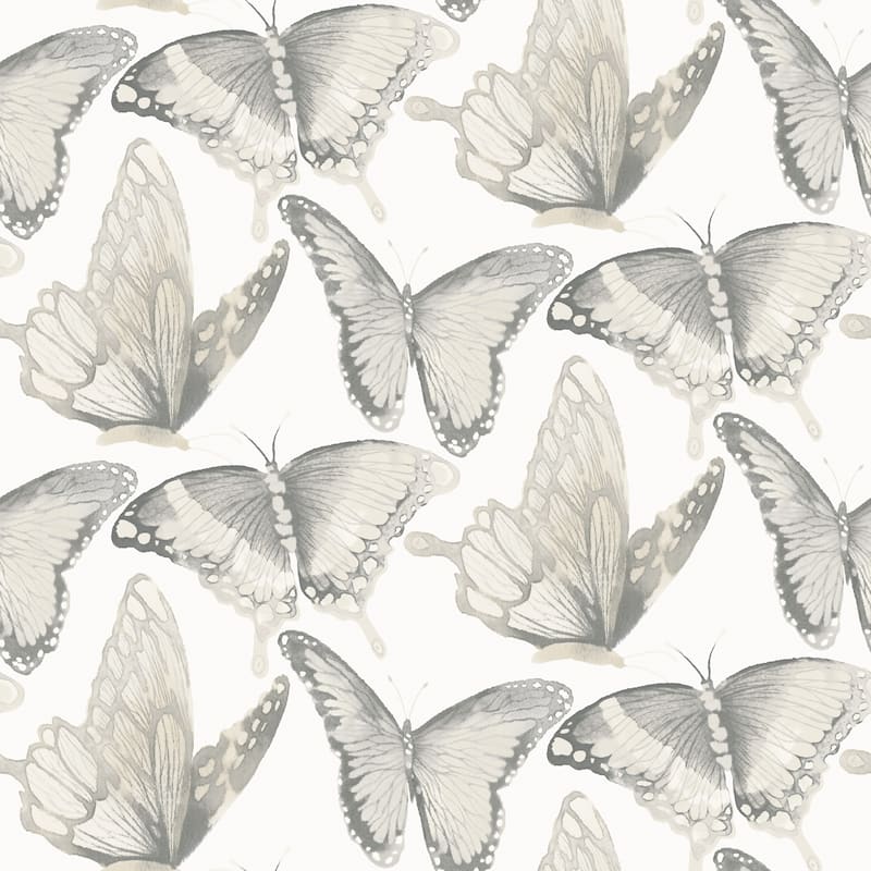 Chesapeake Janetta Grey Butterfly Wallpaper