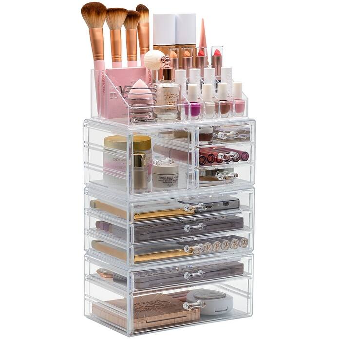 Cosmetic Makeup and Jewelry Storage Case Display Organizer, Spacious Design (X-Large) - 4-Piece Set (X-Large)