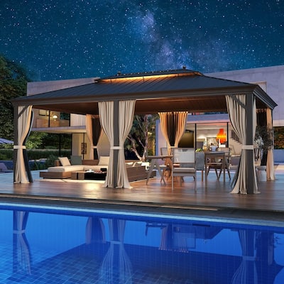 EROMMY PRO Premium Gazebo w/ Galvanized Steel Roof & Aluminum Frame | Premium Curtains & Netting Included