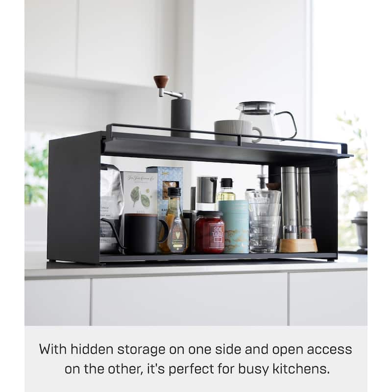 Yamazaki Home Front-Opening Countertop Storage Rack, Steel - L 10.51 x W 23.62 x H 9.92 inches
