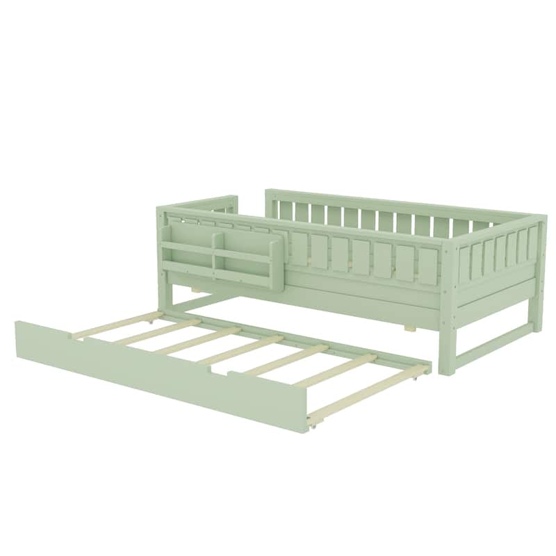 Full/Twin Loft Bed with Bookshelves, Safety Stairs & Trundle