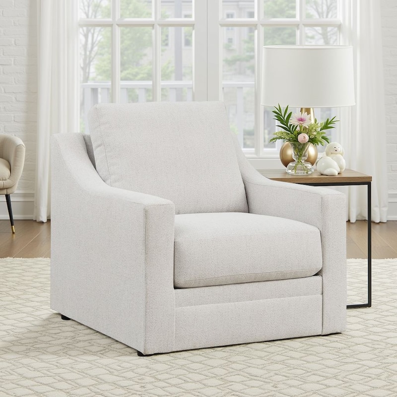 Maite Accent Armchair, Modern Sloped Arms, Soft Chalk Gray Polyester