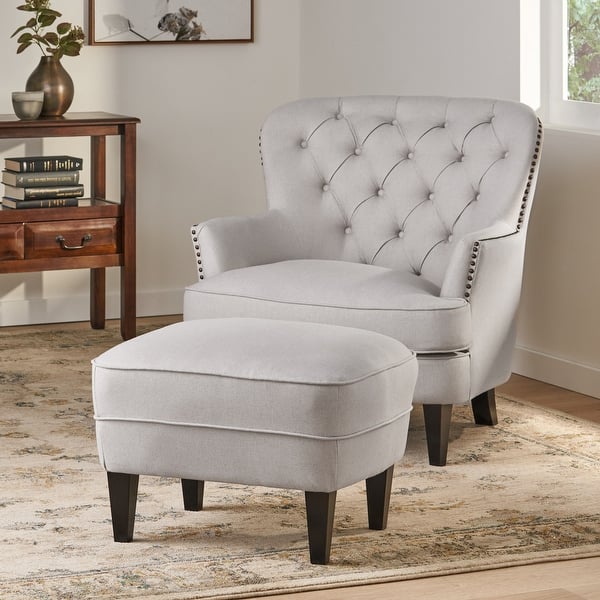 slide 2 of 29, Tafton Tufted Club Chair with Ottoman by Christopher Knight Home Natural