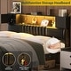 preview thumbnail 58 of 73, Farmhouse Bed Frame with Holey Board, Upholstered Headboard Platform Bed with Charging Station