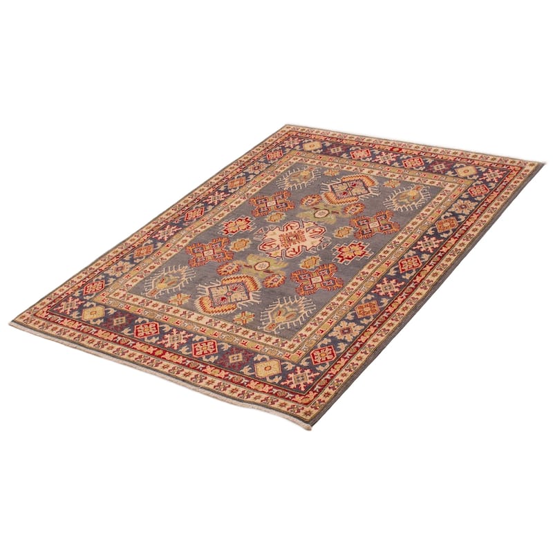 ECARPETGALLERY Hand-knotted Uzbek Ghazni Grey Wool Rug - 5'0 x 6'5