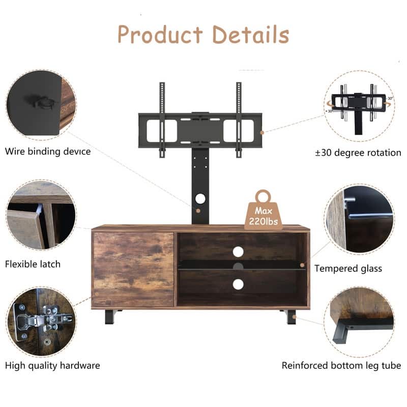 Rustic Brown TV Console with Storage Cabinet