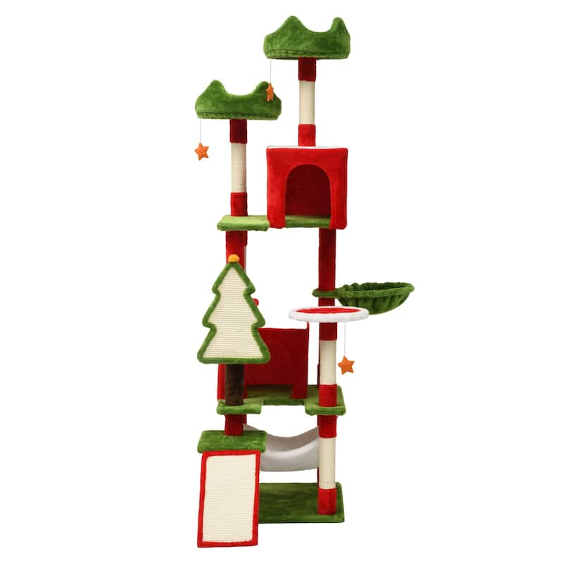 Christmas-Themed Cat Tree - 6 Foot