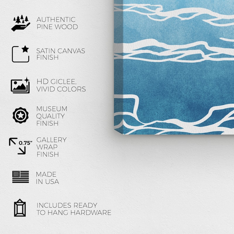 Wynwood Studio Canvas Abstract Sunshine Waves Blue and Modern & Contemporary Wall Art Canvas Print