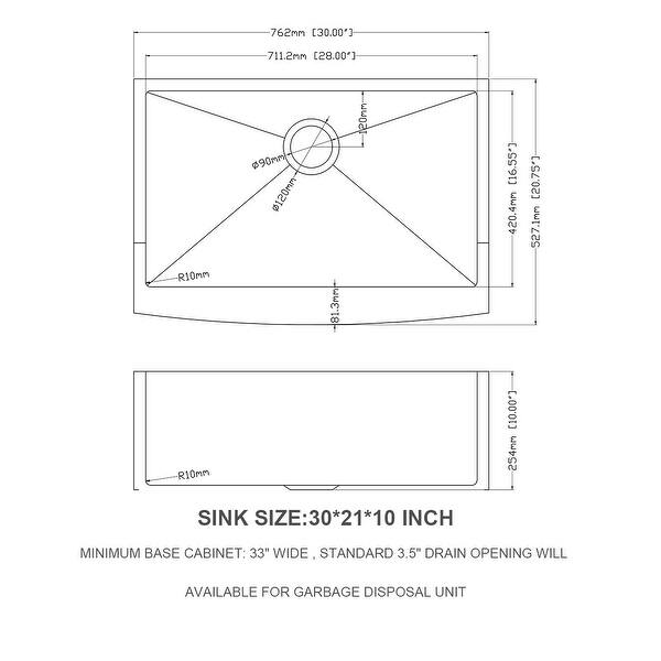 33 inch Farmhouse Kitchen Sink Gunmetal Black Apron Front 16 Gauge