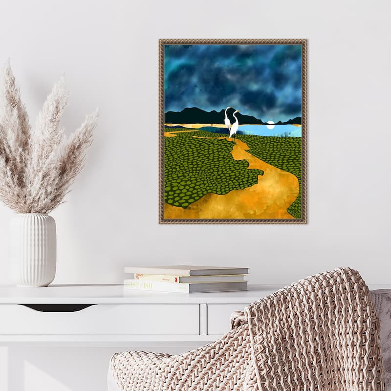 Great Egrets On Honeymoon Island by Uma Gokhale Framed Canvas Wall Art