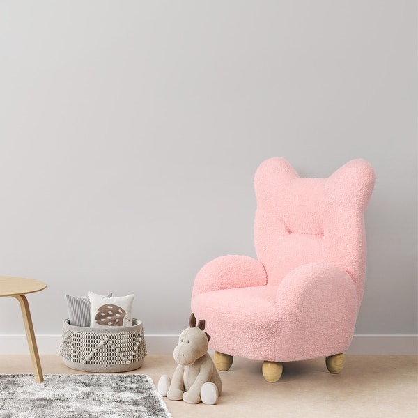 slide 2 of 6, Kids Bear-Shaped Sherpa Chair, Cozy Toddler Foam Sofa for Boys and Girls