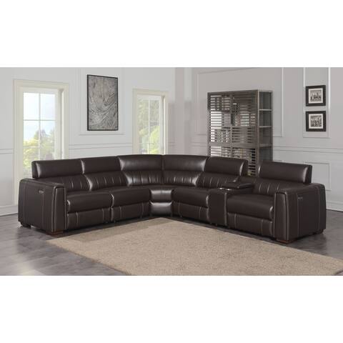 Copper Grove Nash Top Grain Leather Dual Power Reclining Sectional