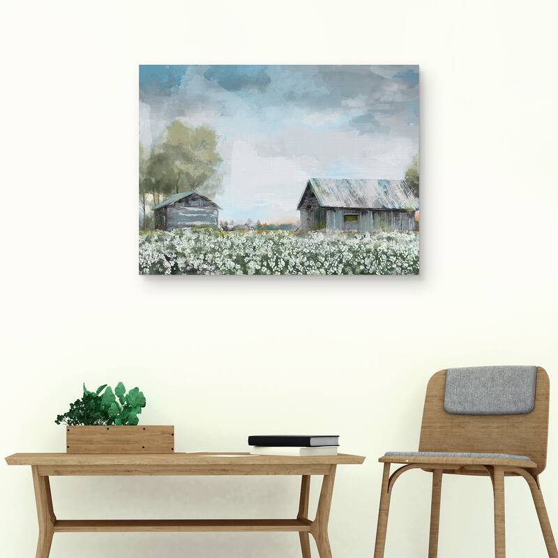 Blue Barn Crop by Studio Arts Canvas Art Print
