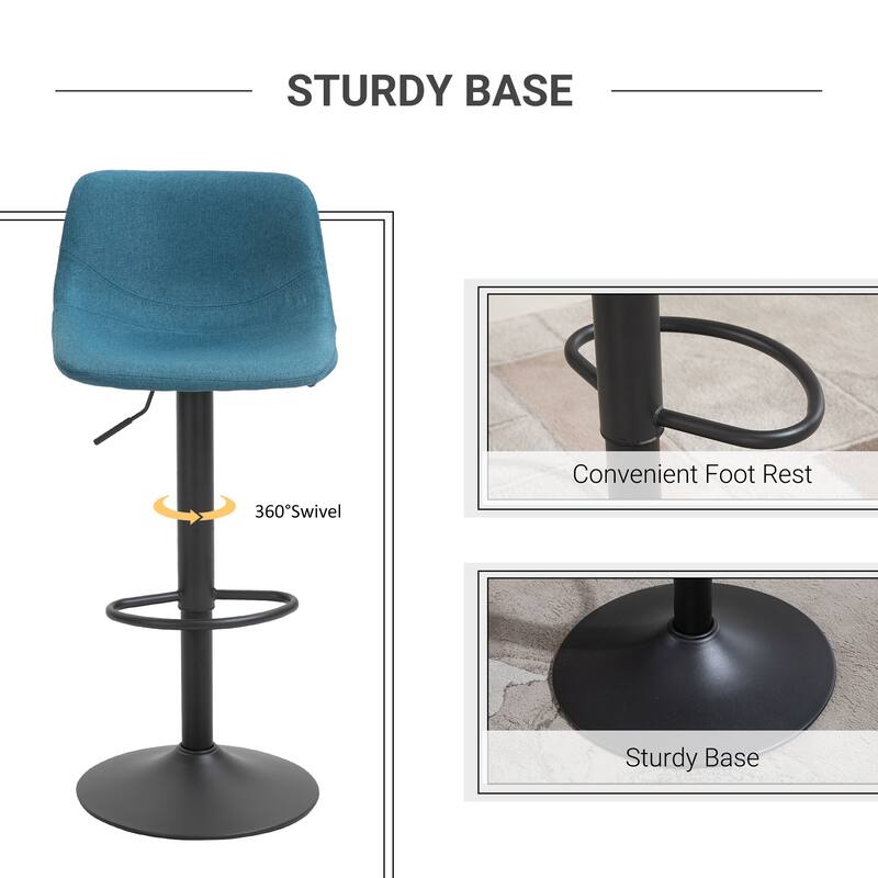Adjustable Bar Stools Set of 2, Swivel Counter Height Bar Stools with Back, Kitchen Island Stool with Footrest