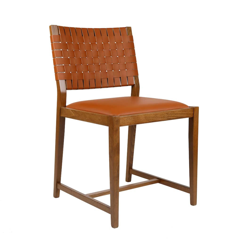 Linon Edrem Mid-Century Brown Leather Dining Chair