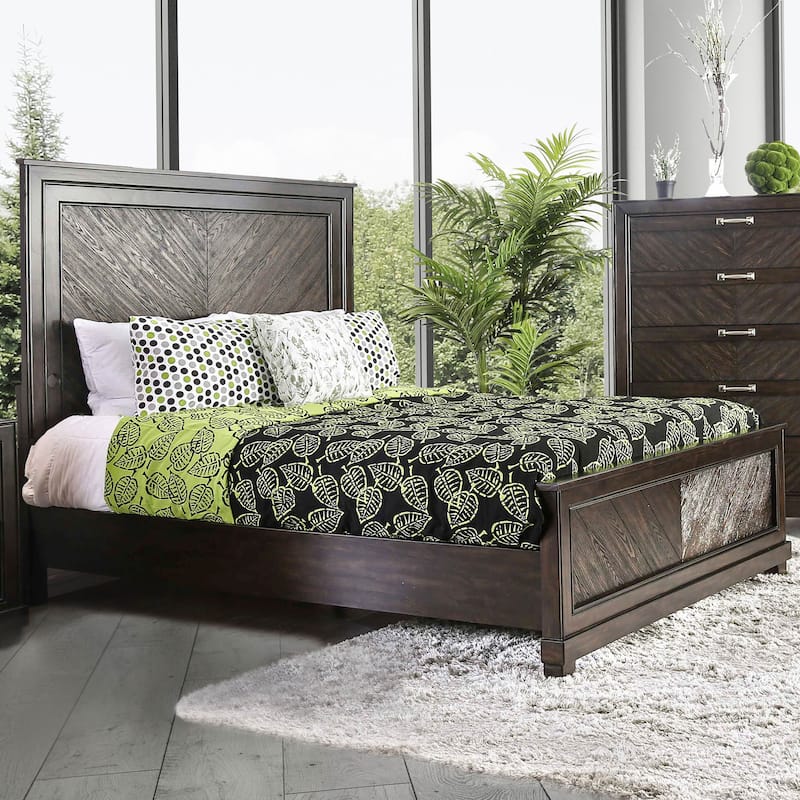 Furniture of America Moso Rustic Espresso 2-drawer Platform Bed with USB