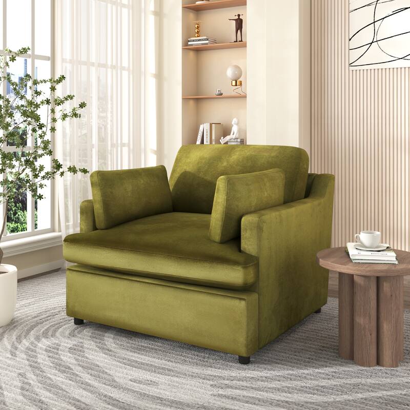 Modern 37" Accent chair with Plastic Legs and Pillows for Living Room