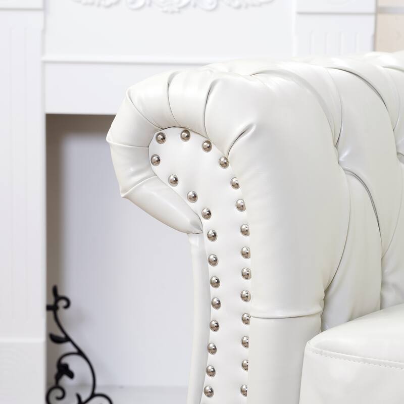 GDFStudio - Soft PU Upholstered Sofa Chair with Solid Wood Frame