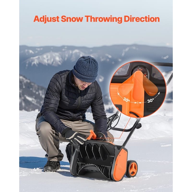 Black-Orange Electric 1500W Snow Shovel with 17in Clearing Width - 39.4 × 17.7 × 39.4 in