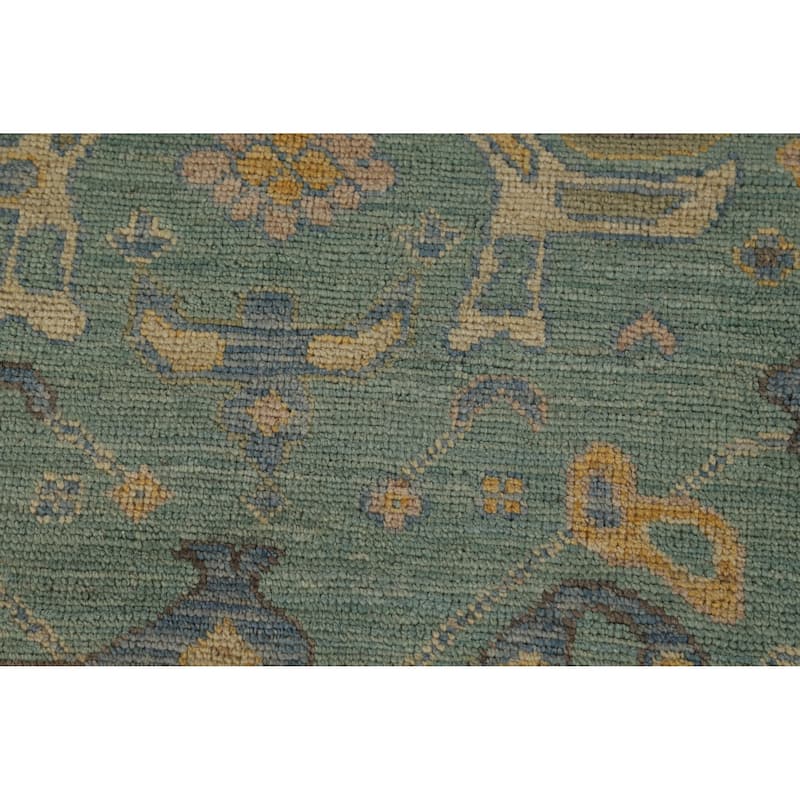 Hand Knotted Oriental 100% Wool Carpet Transitional Medallion Navy Blue & Blues Oushak Area Rug - 10' 2'' X 8' 4''