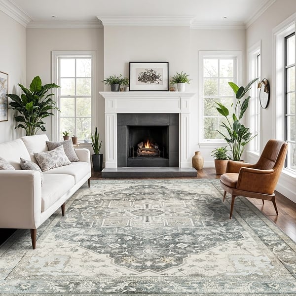 slide 2 of 45, Bohemian Faux Cashmere Rug 8' x 10' - Grey