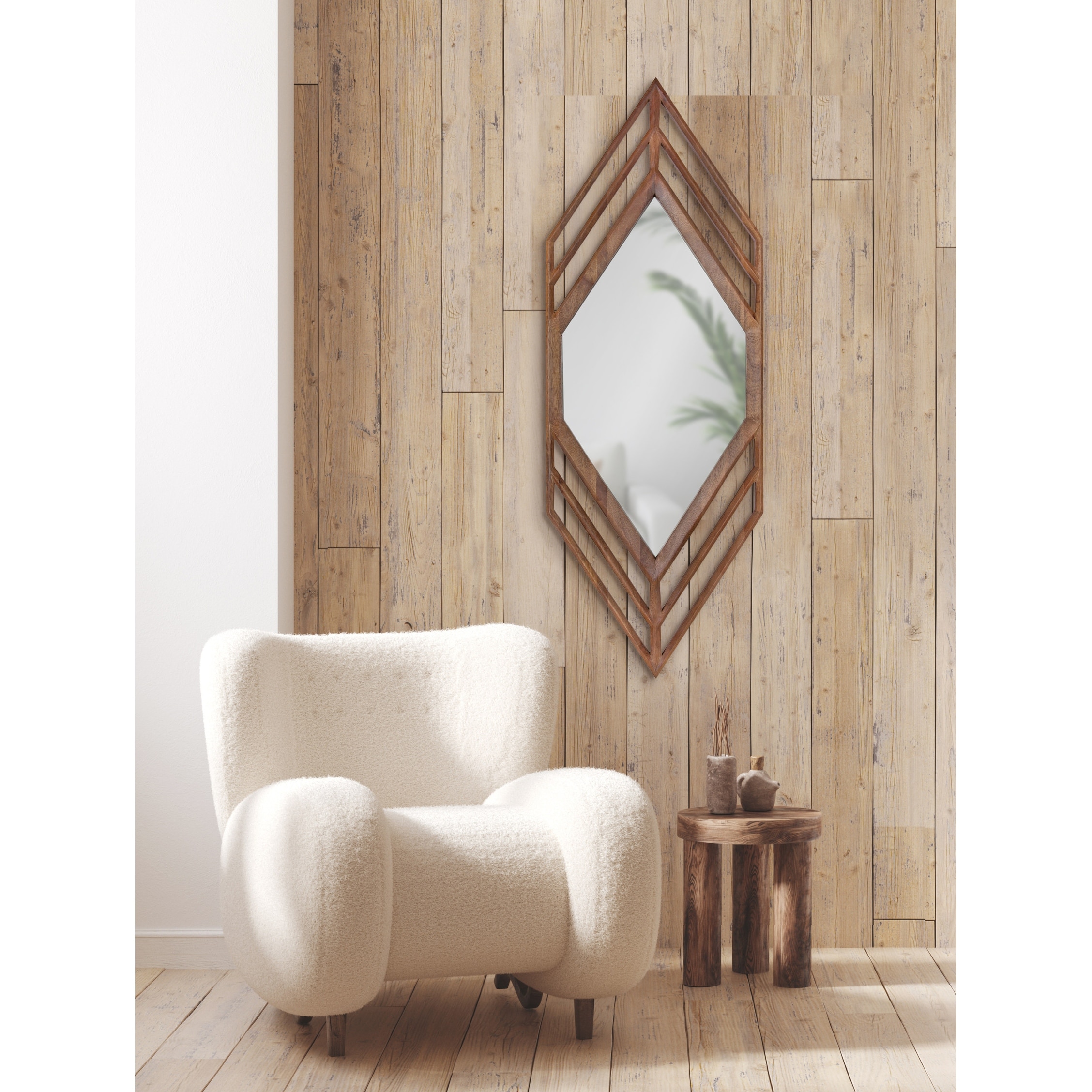 Kate and Laurel Norlund 28-in W x 28-in H Round Natural Framed Wall Mirror