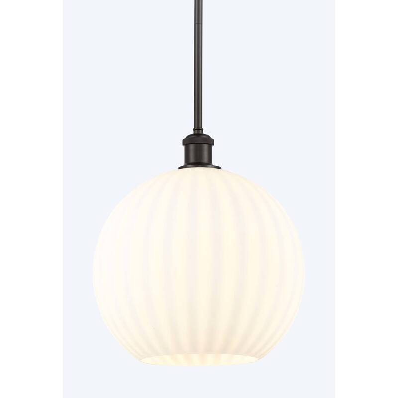 Innovations Lighting 516-1S-14-12 White Venetian Pendant White - Oil Rubbed Bronze / White Venetian