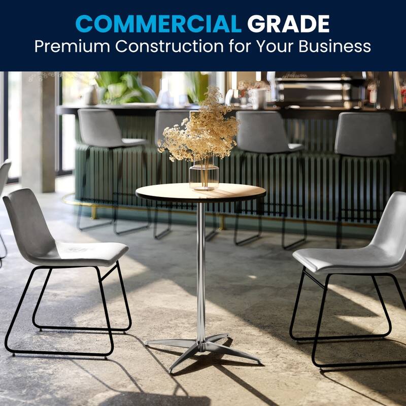 24" Round Wood Cocktail Table with 30" and 42" Columns
