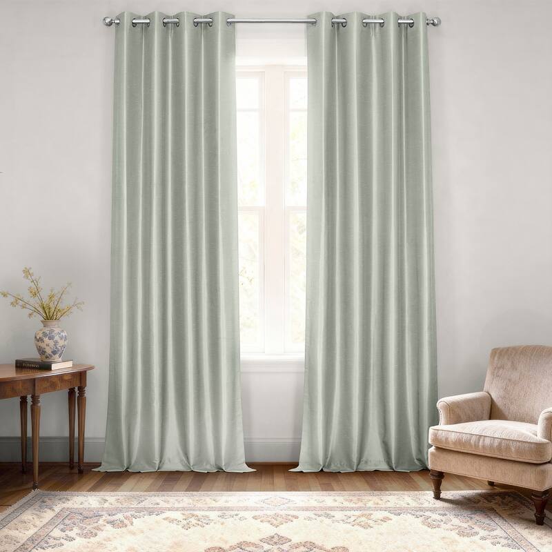 Exclusive Fabrics Textured Dupioni Faux Silk Blackout Grommet Curtain Panel