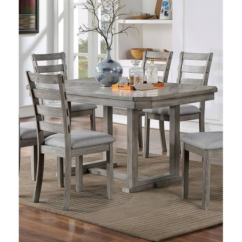 6 Pcs Rectangle Dining Table Set, Wooden Kitchen Dining Table Set, Breakfast Table Set with 4 Upholstered Chairs & 1 Bench