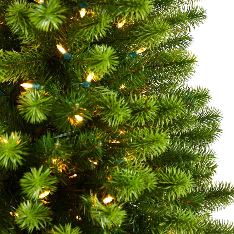 6ft. Slim Spruce Artificial Christmas Tree with 300 Warm White Multifunction LED Lights & 724 Branches - Holiday X-Mas Glow