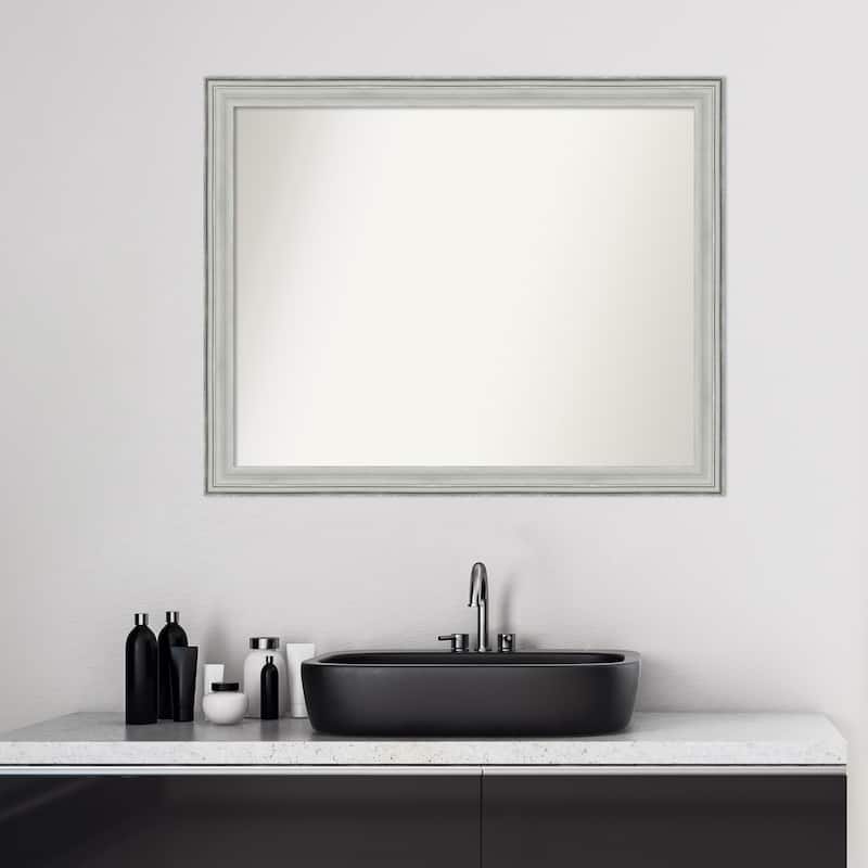 Non-Beveled Wood Bathroom Wall Mirror - Bel Volto Silver Frame
