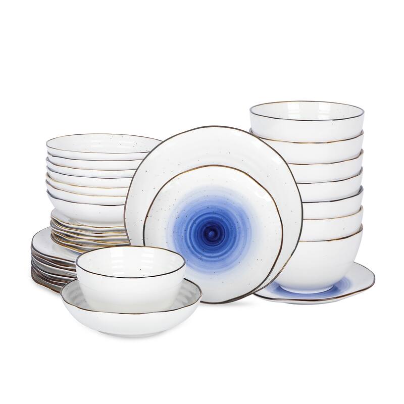 Christian Siriano Luma Porcelain Dinnerware Set - Blue - 32 Piece