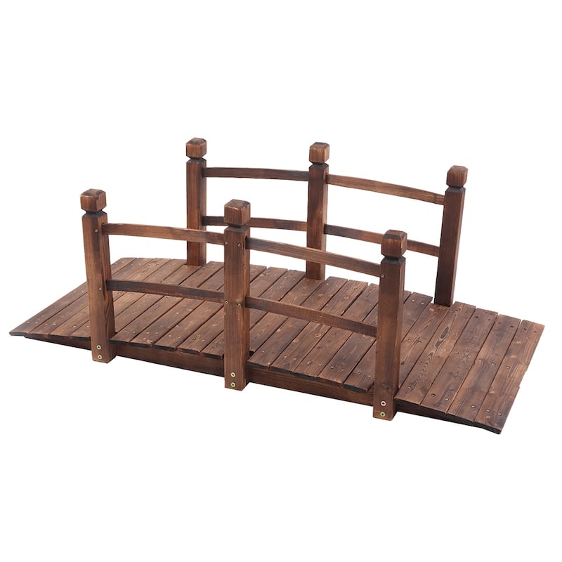 Outdoor Anticorrosive 59-inch Arch Courtyard Wooden Bridge