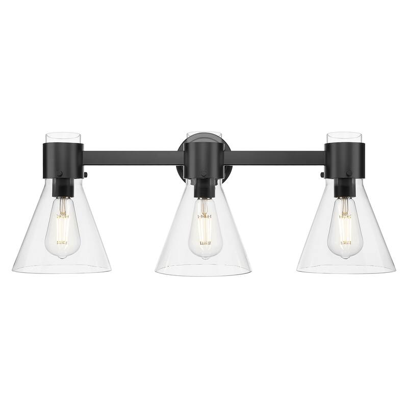Innovations Lighting 464-3W-G464C-7CL Lawton Cone 3 Light 24" Wide - Matte Black