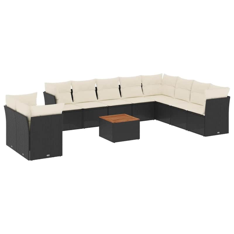 vidaXL Patio Sofa Set with Cushions Outdoor Furniture 11 Piece Poly Rattan - 24.4 x 24.4 x 27.2