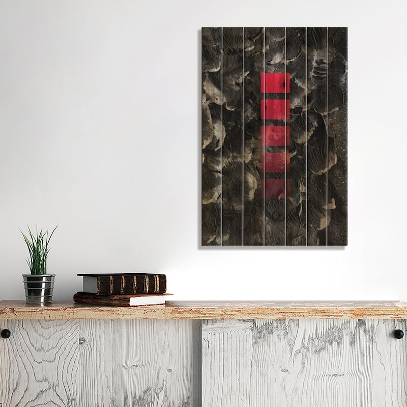 Black Ocean Print On Wood by LEEMO - Multi-Color