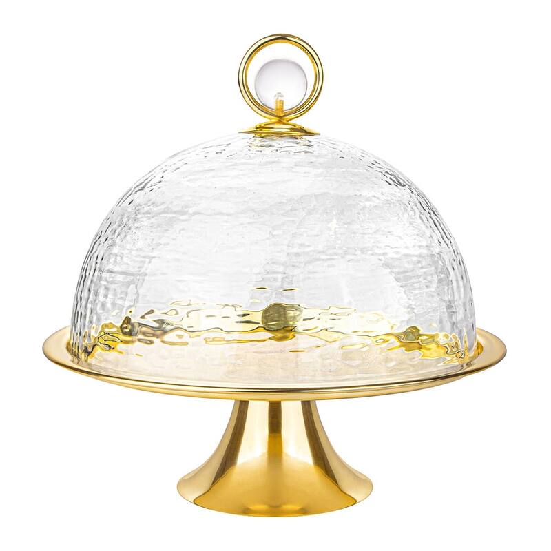 Cake Dome Gold with Clear Ball Knob - 11" - Clear Ball