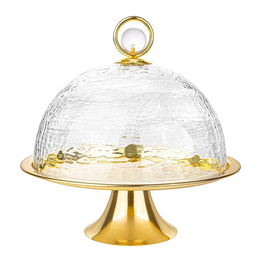 Cake Dome Gold with Clear Ball Knob - 11"