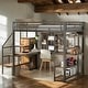 preview thumbnail 15 of 26, Metal Full Size Loft Bed with Small Wardrobe, Built-in Desk and Storage Staircase Black