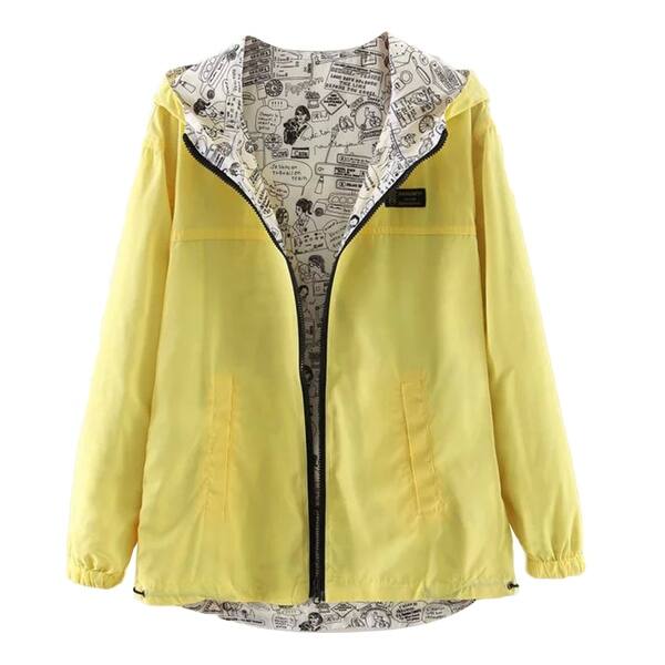 Shop Fashion Girls Hooded Zipper Casual Coat Double Side Wearing