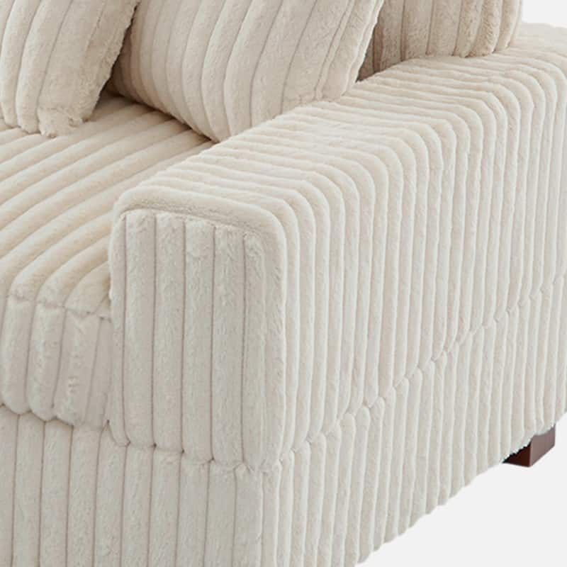 Anne 82" W Comfy Upholstered Plush Corduroy Modular Sectional Sofa