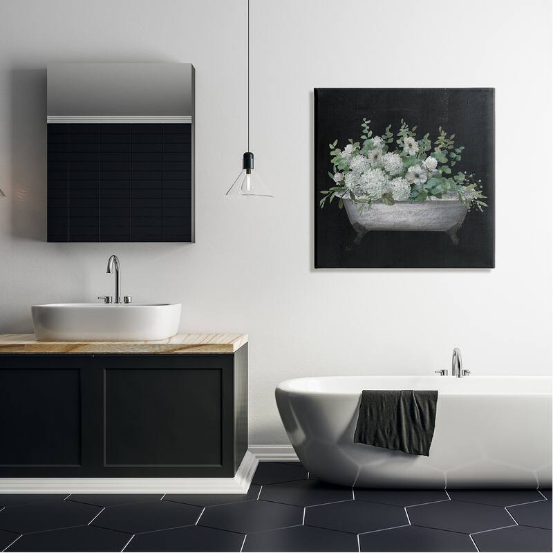 Stupell Vintage Clawed Bathtub Botanical White Flower Bouquet Canvas Wall Art