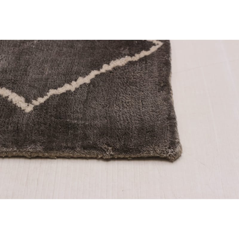 ECARPETGALLERY Hand Loomed Kashkuli Gabbeh Dark Grey Viscose Rug - 5'6 x 7'7