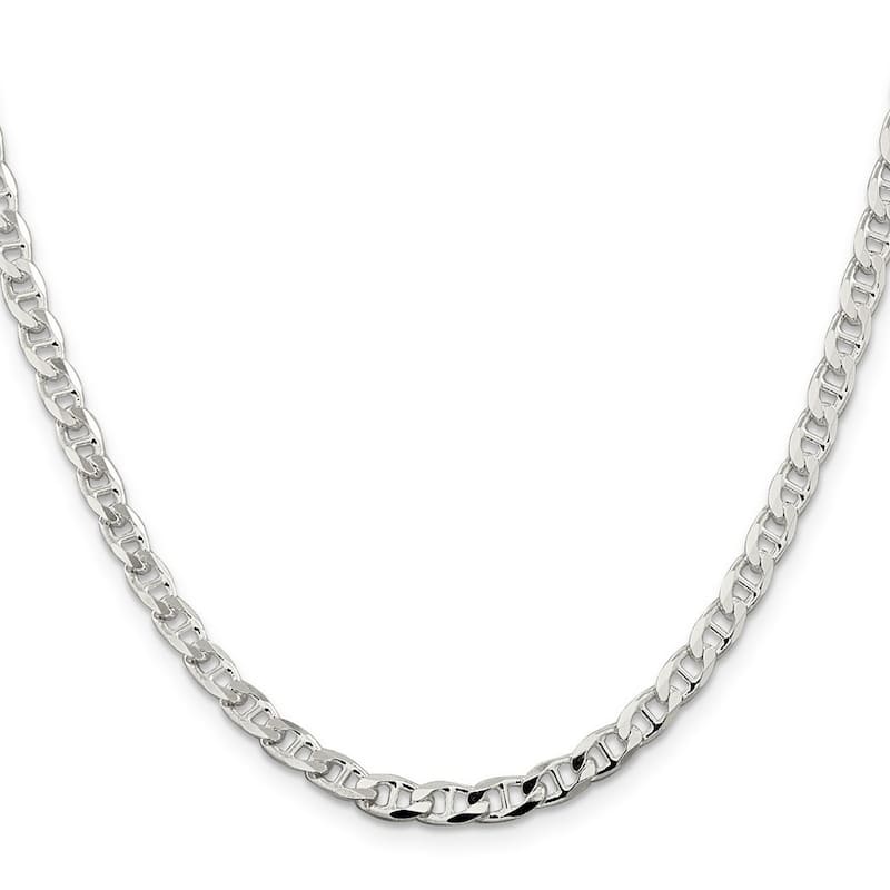 Curata 925 Sterling Silver 4.65mm Flat Cuban Anchor Chain Necklace Options: 16 18 20 22 24