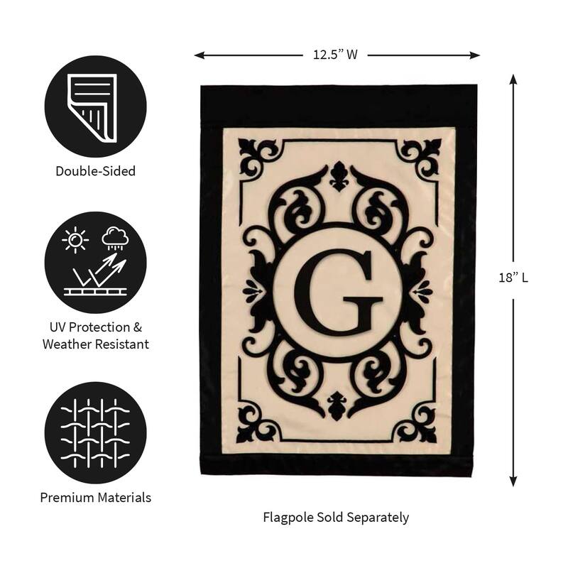 12.5 in. x 18 in. Cambridge Monogram Garden Applique Flag Letter G